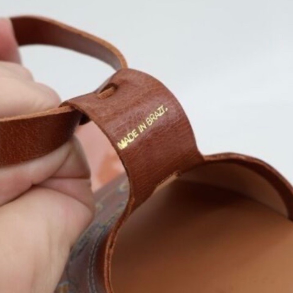 The GREAT brown leather western embroidered sandals size 7 - Picture 5 of 9